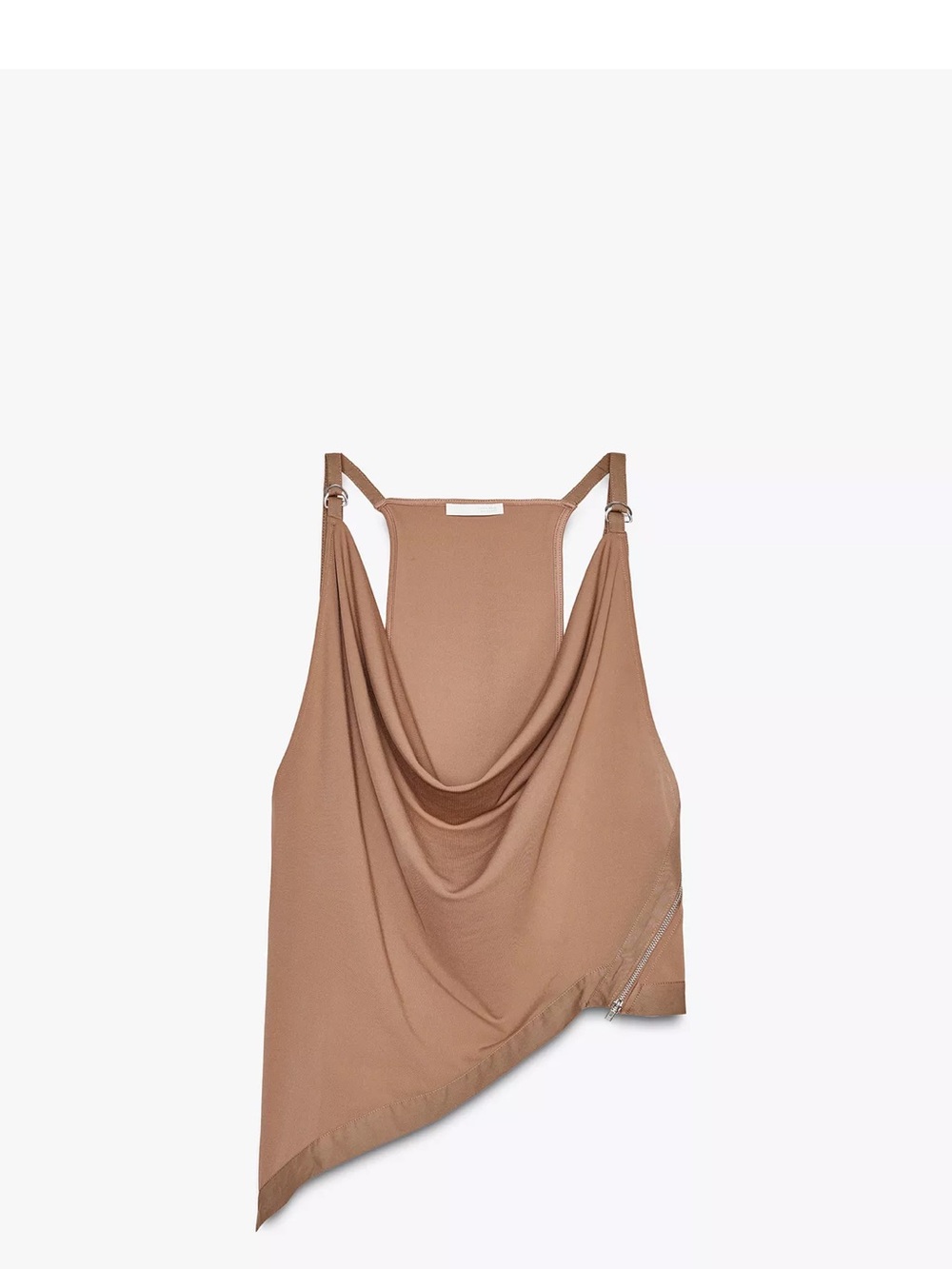 Zara Asymmetrical Draped Tank Top in Camel